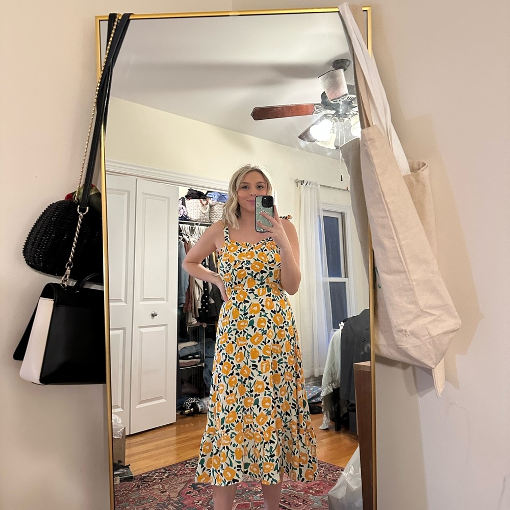 Cider NWT Midi Dress Orange Florals